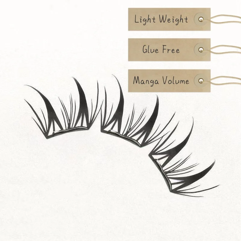 10 Rows Natural Manga Volume False Eyelashes Clusters Fluffy Comic Self Adhesive Eyelashes Elevate Your Look For Every Occasion image 3