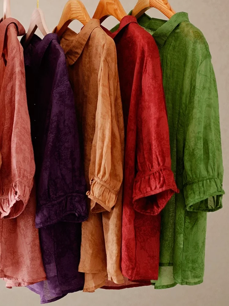 

Свободный хлопок и лен, женский летний новый топ больших размеров для мамы, закрывающий живот, шелковый топ, повседневный дизайн на пуговицах, ort Sve