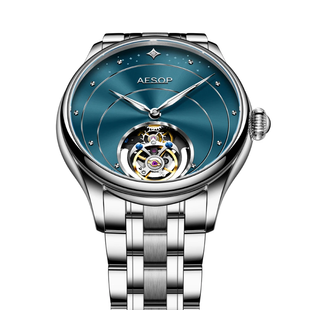 AESOP （automatic 7048G） Luxury Tourbillon Mechanical Watch Men's Business Casual Wristwatch 30M Waterproof Sapphire Glass