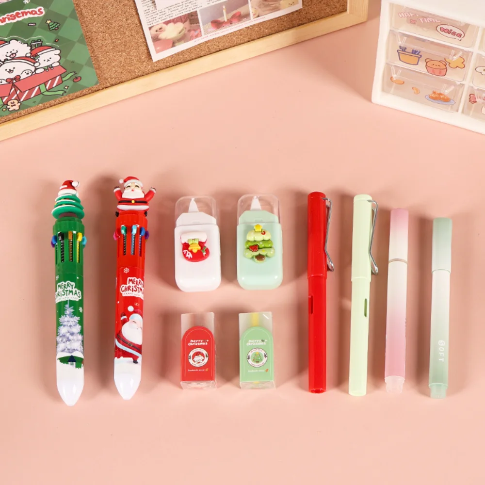 Multi Color Pen Set Comprehensive Student Writing Tools Christmas Stationery Set Plastic Cartoon Pen Set For School Art Events