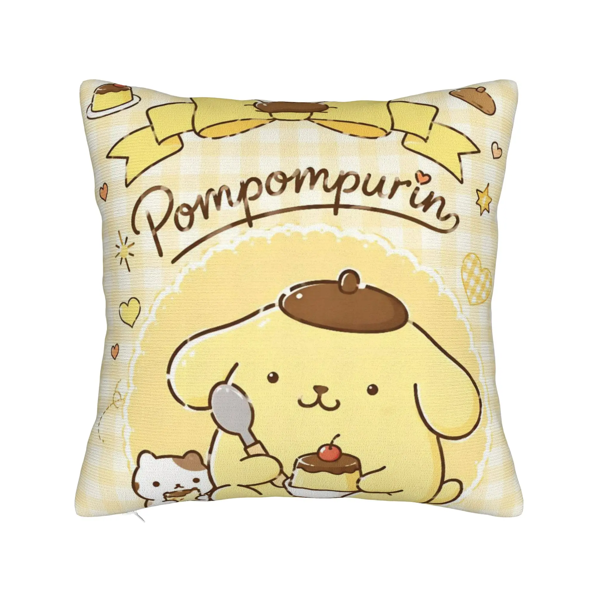 Pompompurins Kawaii Dessert Cute Dog Pillowcase Printing Polyester Cushion Cover Decor  Pillow Case Cover Living Room Zippered