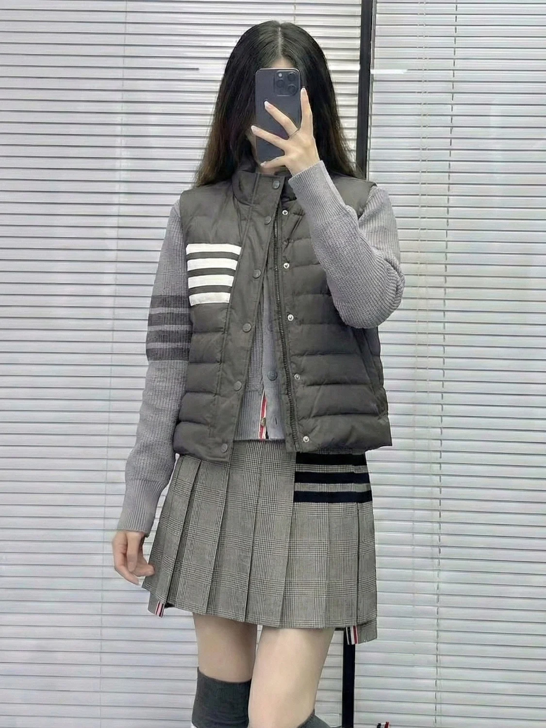 

Casual Plaid Pleated Skirt Women's ey High Waist A-Line Skirt Ci Commute ort Skirt Polyester Wool Blend Fabric