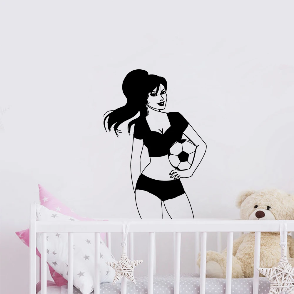 

1 pc nice Female footballer Home Decor wallpaper Vinyl Wall Stickers For Living Room Bedroom Decoration Accessories