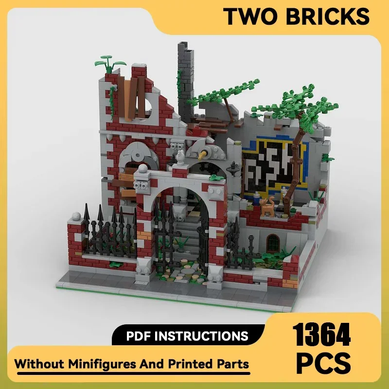 Moc Building Blocks Modular Ruined Villa Technical Bricks DIY Assembly Ruins Street View Toy For Child Halloween Gift