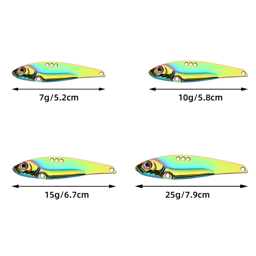 1 Pcs Metal All Water Layer Long Throw Colorful Vibration VIB Sequin Fishing Blade Vib Lure Artificial Bass Bait for Tremor Bait