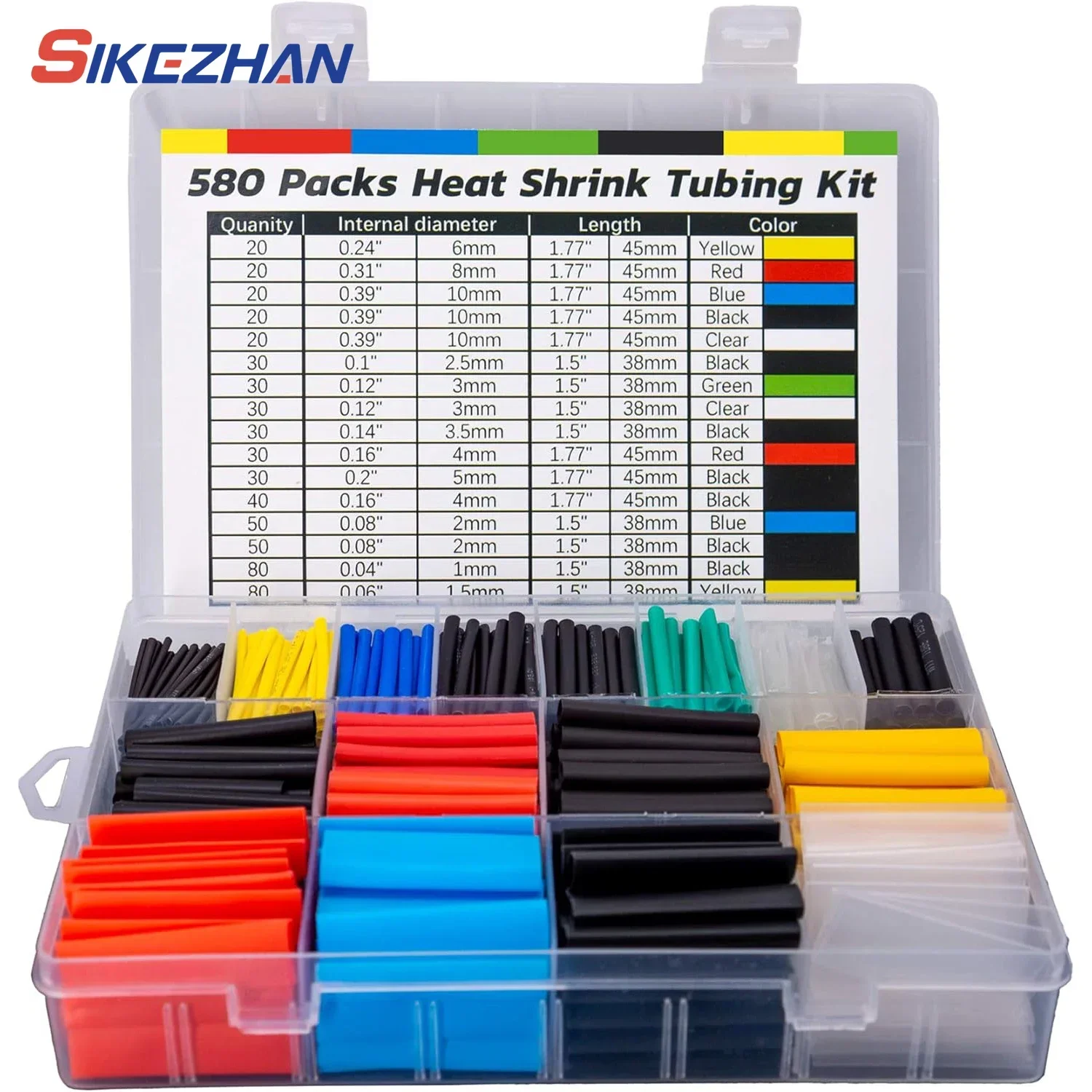 580Pcs Heat Shrink Tubing Kit EVA Material in 6 Colors 11 Sizes - Ideal for Electrical Insulation, Repairs, and Wire Conne