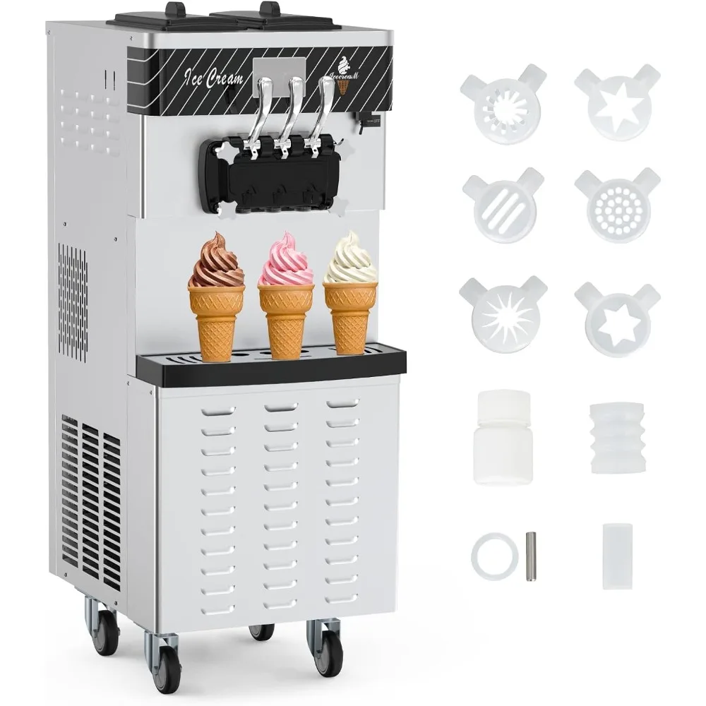 

Commercial Ice Cream Machine with Two 12L Hoppers Soft Serve Machine with 3 Flavors Commercial Ice Cream Maker