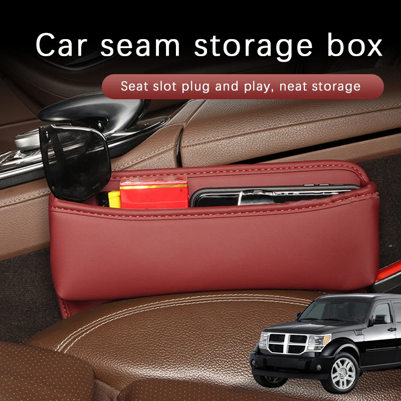 Car Seat Gap Slot Storage Box Bag Car Interior Storage Pocket Leather Car Accessories For Dodge Nitro RT SLT