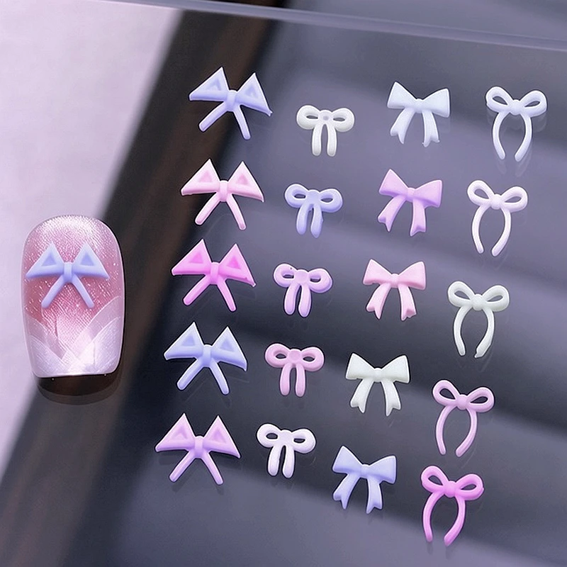 50PCS Mini 3D Acrylic Nail Art Bow Accessories Charms Parts For Nails Decoration Design Manicure Decor Supplies Material Tool