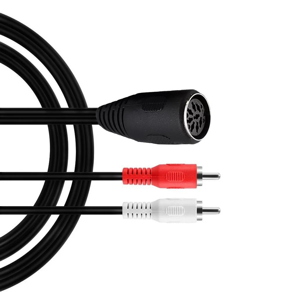 1pc DIN 8-Pin MIDI DIN 8 PIN Female Jack to Dual 2 RCA Phono Male Plug Audio Adapter Microphone Connector Cord Cable