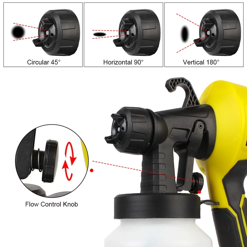 1 Stück 800ml Sprühen Elektro-Sprüh werkzeuge 500w Haushalts farbe Sprüh gerät gelbe Durchfluss regelung Airbrush-Sprüh werkzeug EU-Stecker