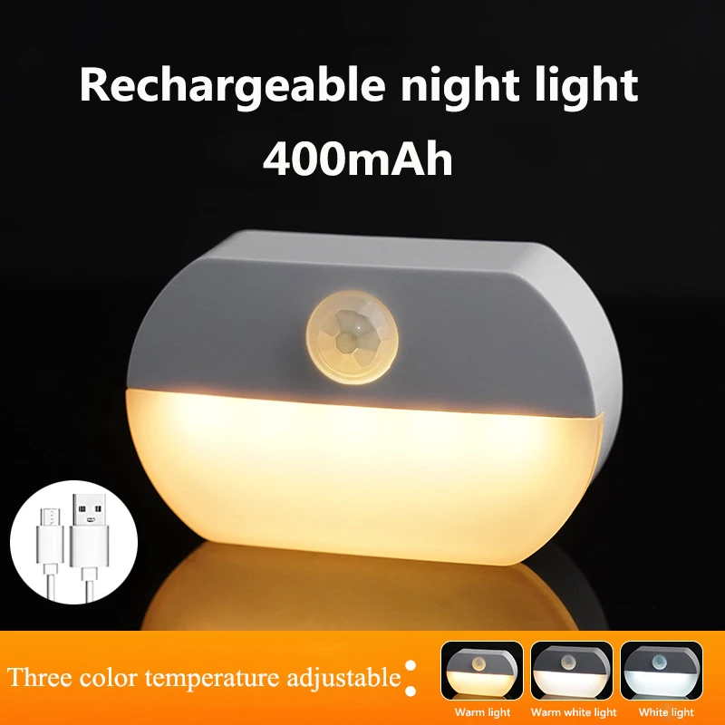 Motion Sensor LED Night Light USB Charging 400mAh Lamp For Bedroom Kitchen Stair Hallway Wardrobe Cupboard Lighting Night Light