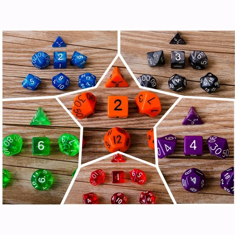 7 PCS/LOT Polyhedral Dice Digital Dice With Pearlized Effect Dice Set