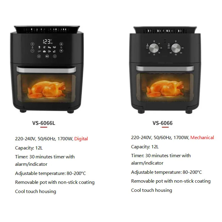 12L Electric Air Fryer Deep Fryers Oil Free Oven Toaster Visual LCD Touch Screen Convection Oven Chicken Air Fryer