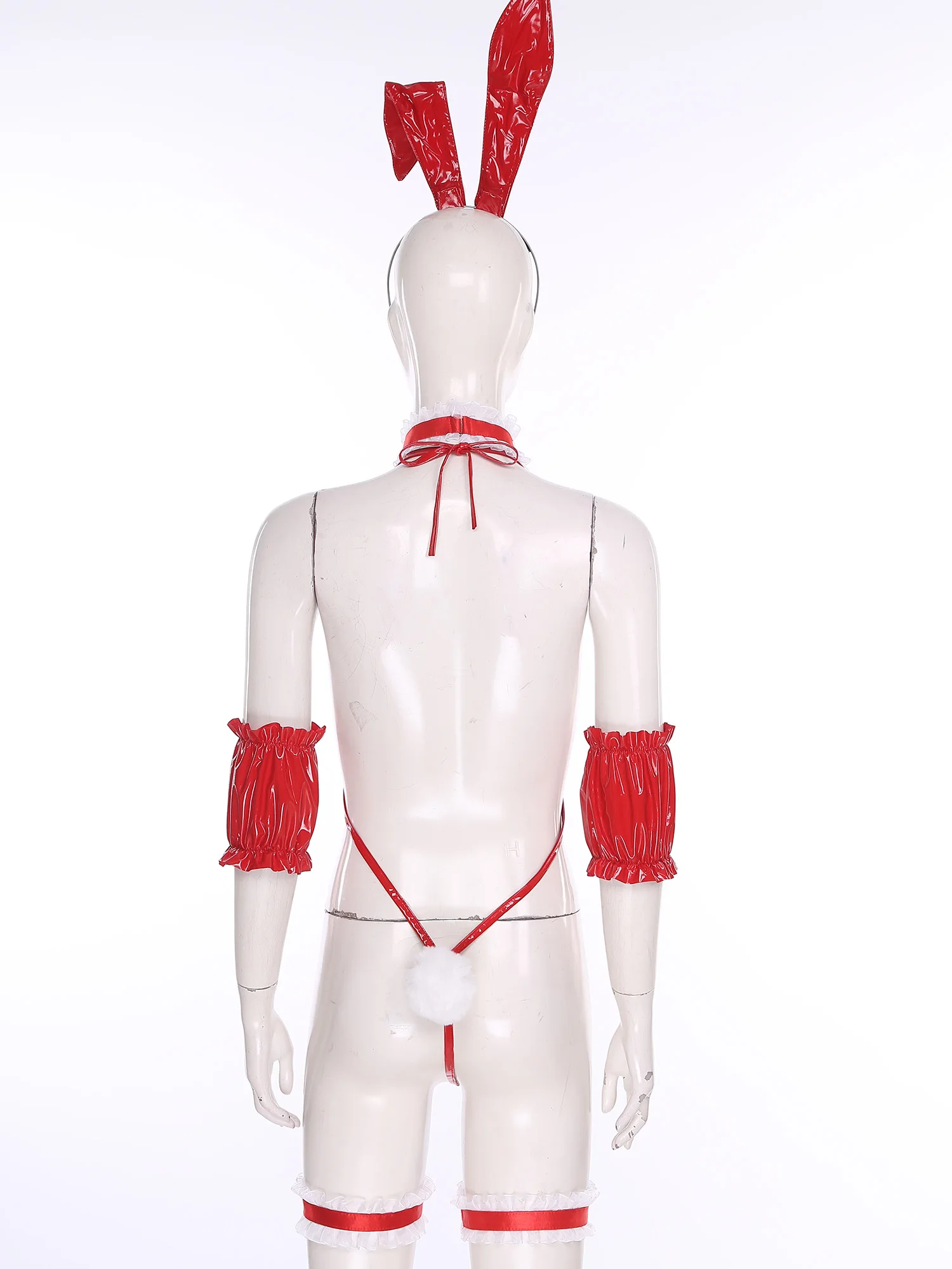 Женский сексуальный костюм горничной для косплея, женский комплект нижнего белья с кроликом, жирный ажурный кружевной отделкой с рюшами, микро-бюстгальтер, боди, стринги, головной убор