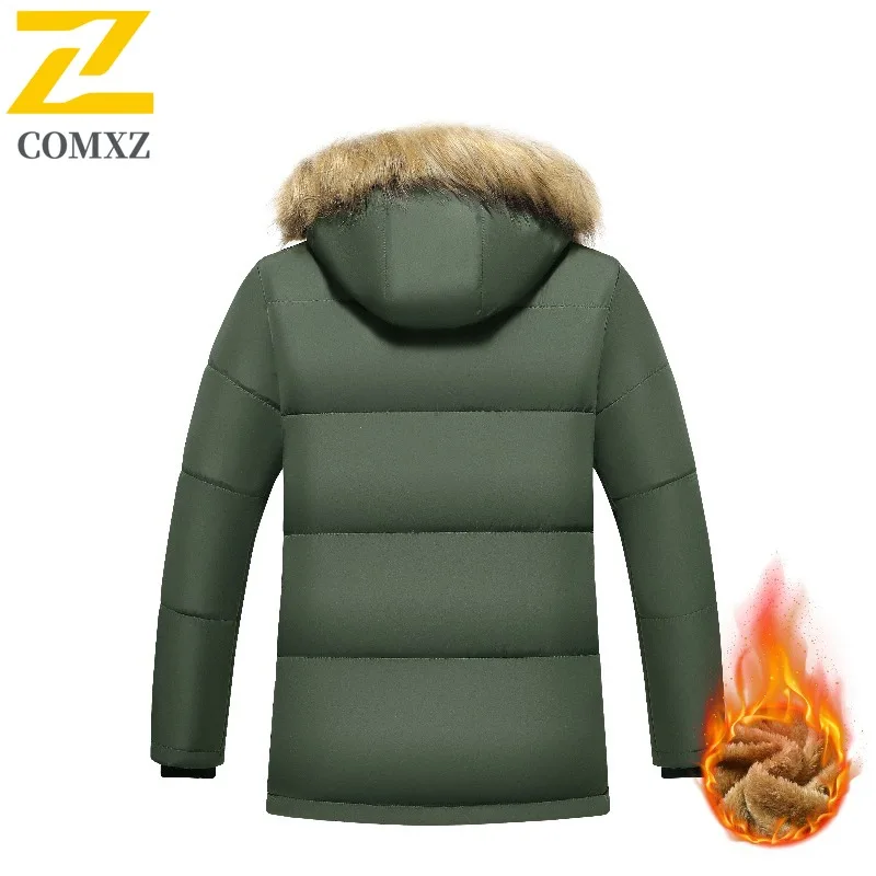 COMXZ الدافئة القطن وسادة مبطنة صوف مبطن سميكة فضفاضة التخييم عالية الجودة الشتاء سترة الثلوج حجم كبير الرجال معطف الحشو #2