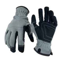 Mens Work Gloves Touch screen, Utility Mechanic Gloves, Flexible Breathable Fit- Padded Knuckles & Palm