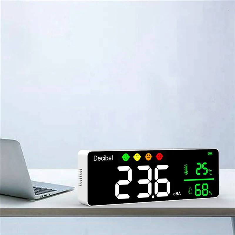Daily 2X DM1306D Digital Decibel Sound Meter Smart Wall Mounted Noise Detector 30-130DB Temperature And Humidity Monitor