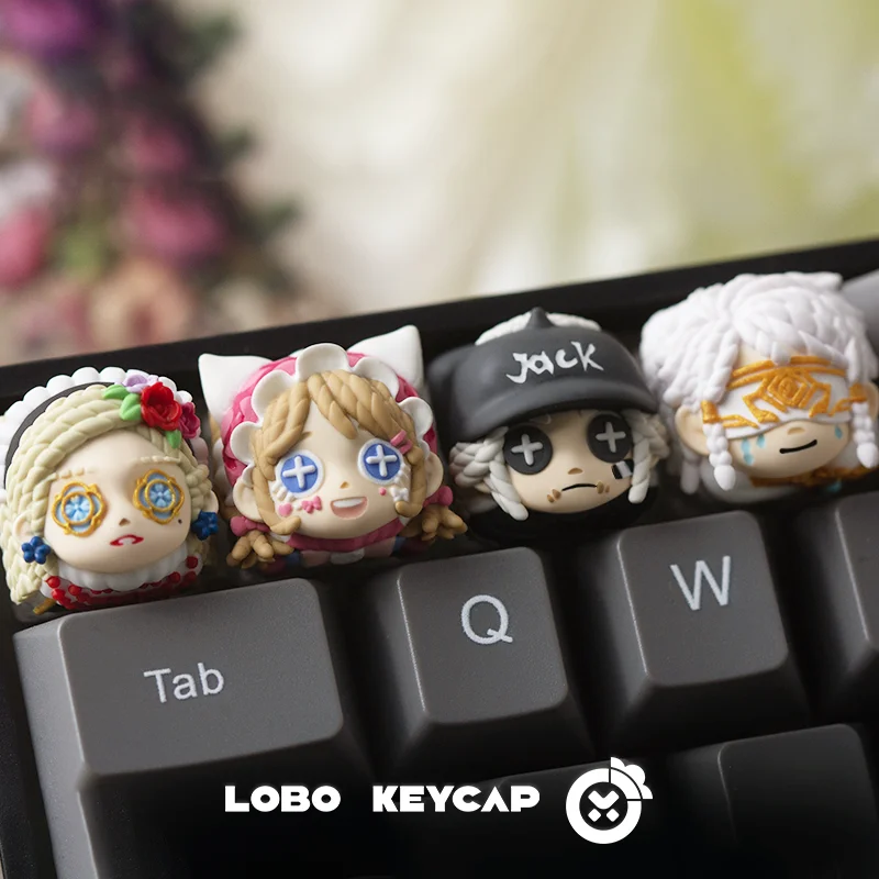 Mechanical Keyboard Keycaps Identity V Cute 3D Anime Game Character Gardener Perfumer Seer Mercenary Keycaps For Anime Game Fans
