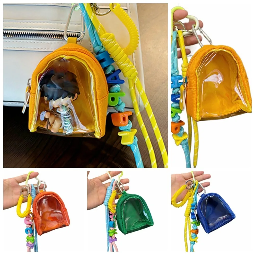 

With Keychain Mini Outdoor Doll Bag Earphone Storage Clear Doll Storage Pouch Transparent PVC Badge Display Bag Data Cables