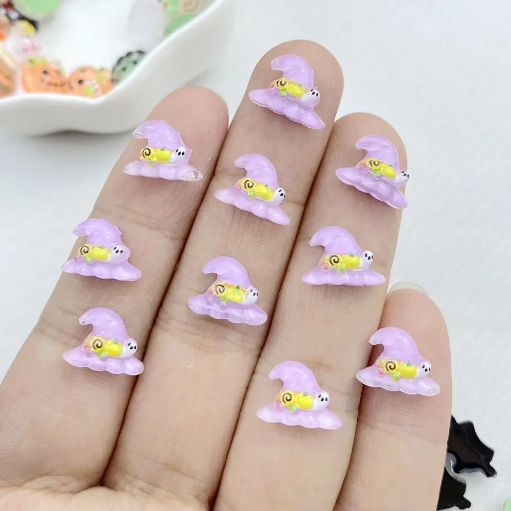 50Pcs New Cute Resin Colorful Halloween Collection Flat Back Ornament Jewelry Making Manicure Hairwear Accessories