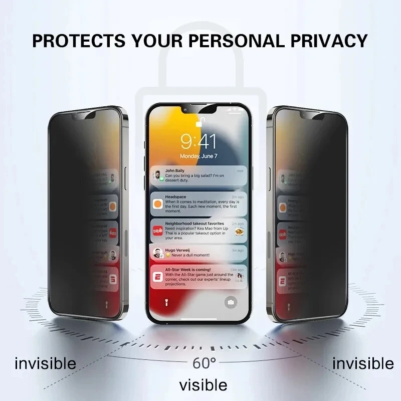 4PCS Matte Privacy Screen Protectors For iphone 15 14 Pro Max Anti-Spy For iphone 13 12 11 Pro X Xs Max XR 7 8 6 S Plus SE 2022