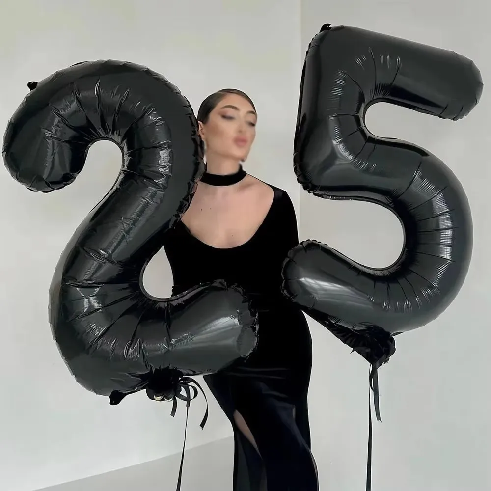 

2pcs 40inch Huge Black Number Foil Balloons Birthday Party Decorations Adult Kids 10 11 12 15 20 25 30 45 50 60 Year Old Supplie