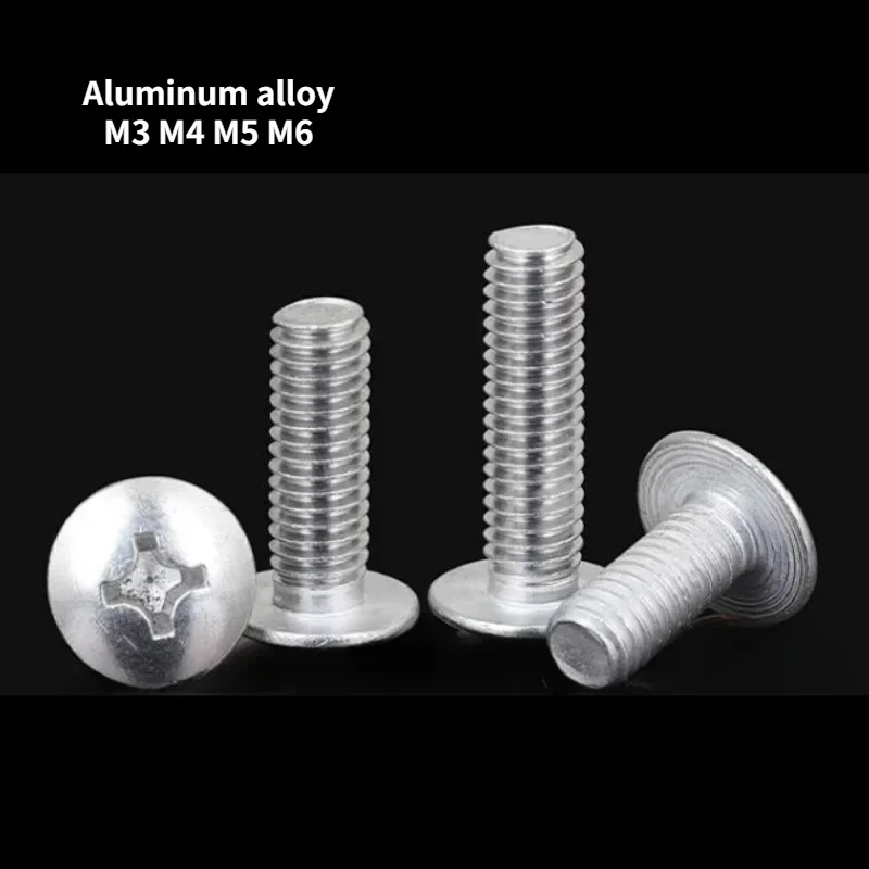 

50-200pcs 6061 Aluminum Alloy Cross Shaped Flat Head Screw Mushroom Head Screw Aluminum Material Flat Head Bolt M3 M4 M5 M6