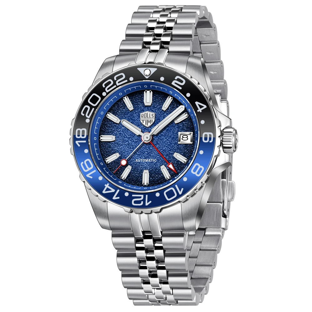 2026 Nieuwe RollsTimi Herenhorloges NH34 Luxe Automatisch Horloge Heren GMT Mechanisch Man AR Saffier Waterdicht Luminescerende Keramische Lunette