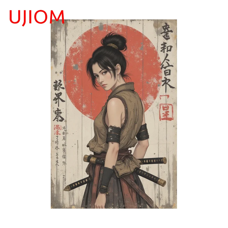 UJIOM Artistic Japanese Tattoo Girl Graphics Wall Sticker Enchanting Attractive Sunscreen Decal Suitable For Wallpapers For Kids