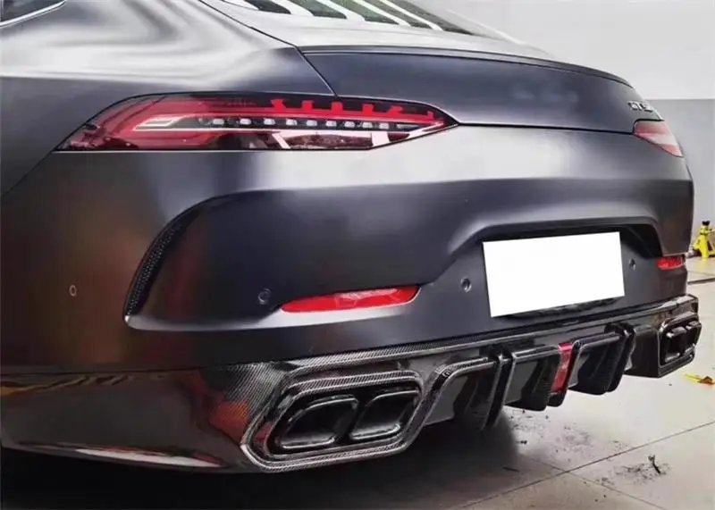 لمرسيدس بنز AMG GT50 GT53 2019 2020 2021 2022 2023 ReaI ألياف الكربون الوفير الخلفي الشفة منفذ العادم المفسد عدة