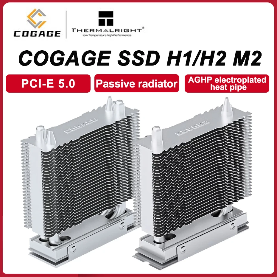 

Thermalright COGAGE SSD H1 M2 твердотельный однобашенный теплоотвод поддержка PCI-E 5,0 COGAGE SSD H2 двойной тепловой трубный пассивный охладитель