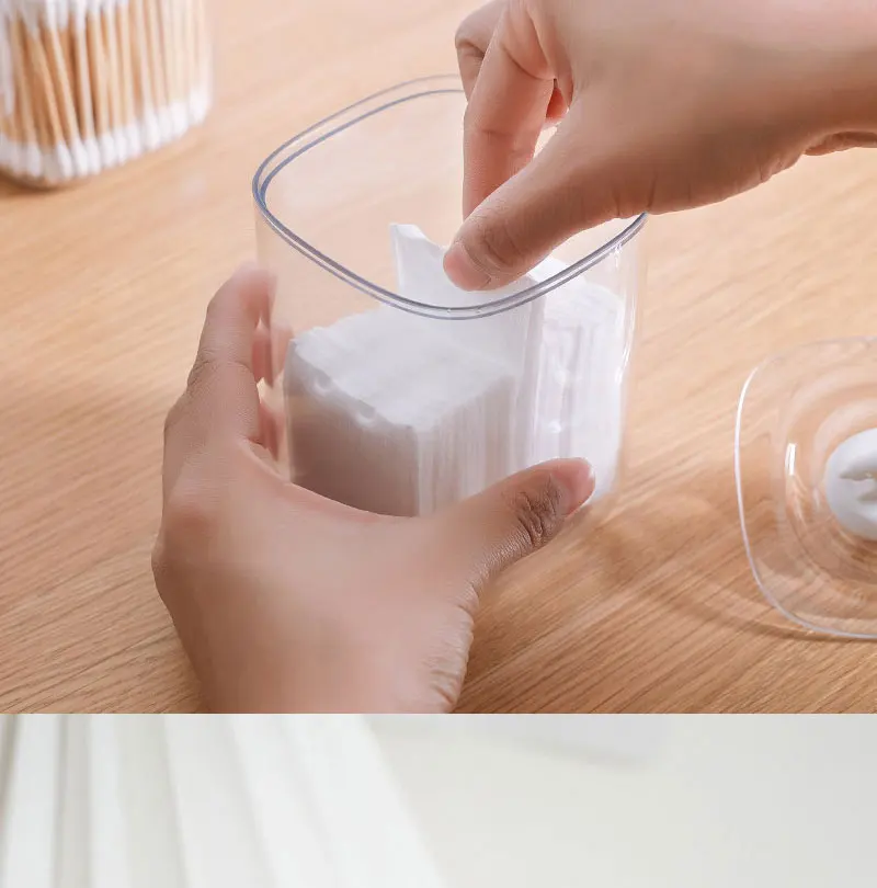Eisbär Wal Schreibtisch-Aufbewahrungsbox mit Abdeckung, staubdicht, transparente Baumwolle, Kosmetik-Baumwoll-Aufbewahrung, Schlafzimmer-Organizer, Kanister – Detail 5