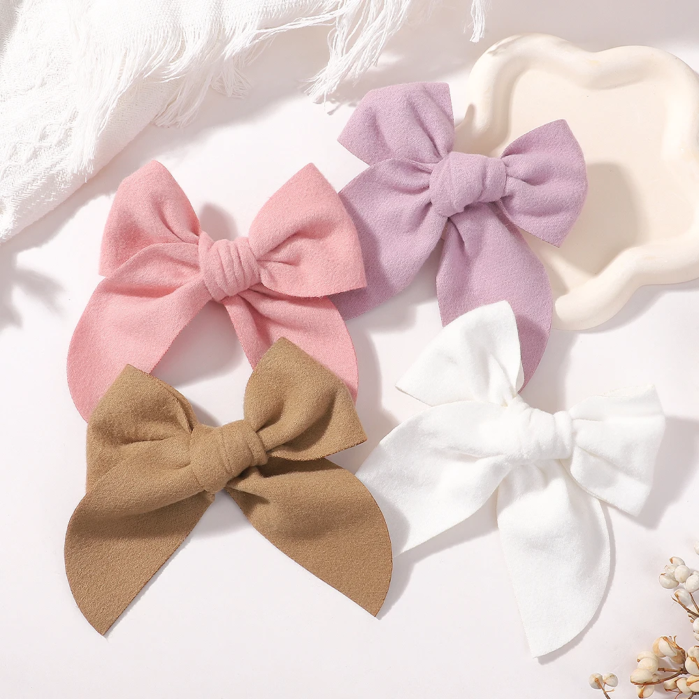 

20pcs Solid Random Color Cotton Bow With Safety Hairpin For Girl Hair Bows Handmade Bowknot Hair Clip Headwear Hair Accessories