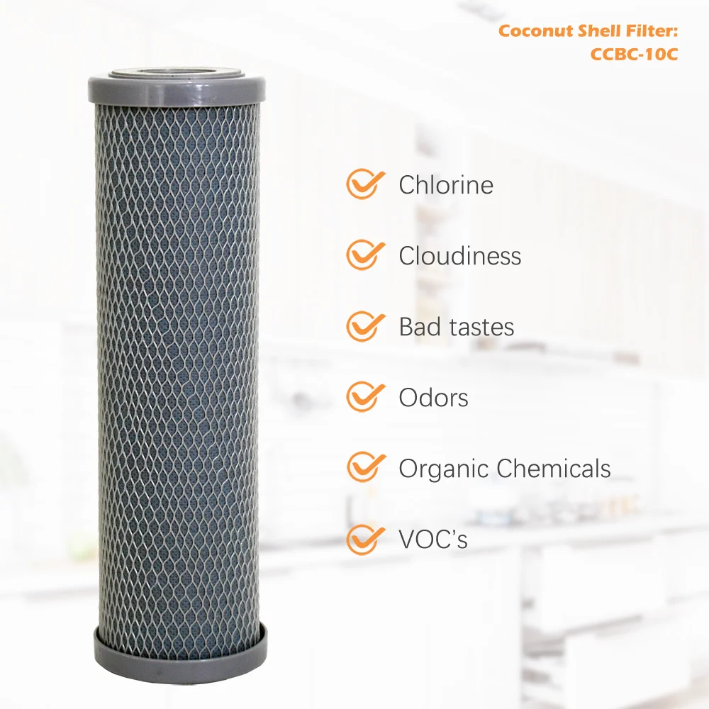 Coronwater CCBC-10C Water Filter Kokosnoot Actieve Kool Blok Ro Vervanging Water Filter Cartridge