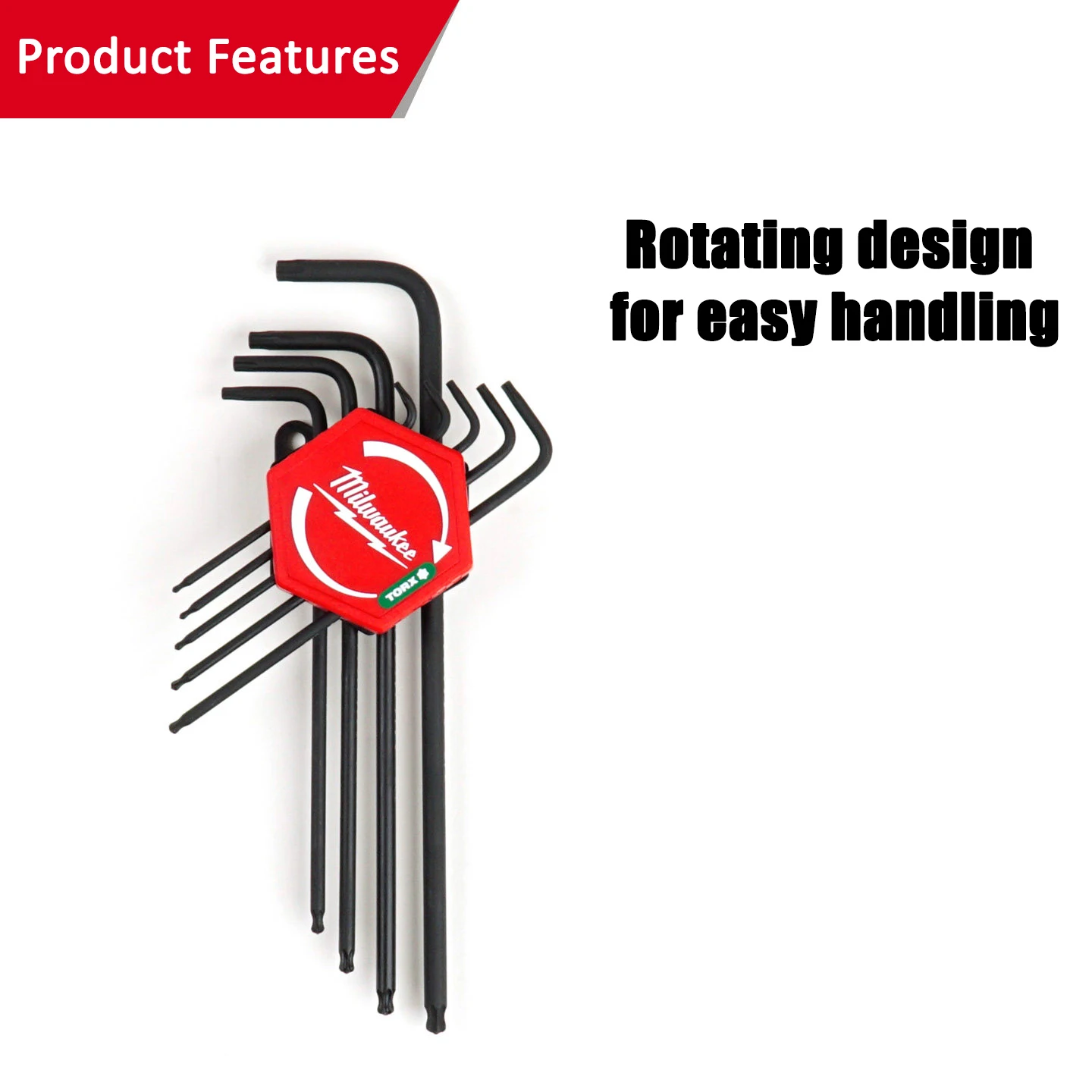 Milwaukee 9-piece set of L-shaped extra long ball head flower shaped hexagonal wrench set, manual maintenance tool 4932492693