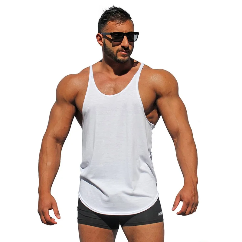 

Summer Y Back Gym Stringer Tank Top Men Cotton Clothing Bodybuilding Sleeveless Shirt Fitness Vest Muscle Singlets Workout Tank