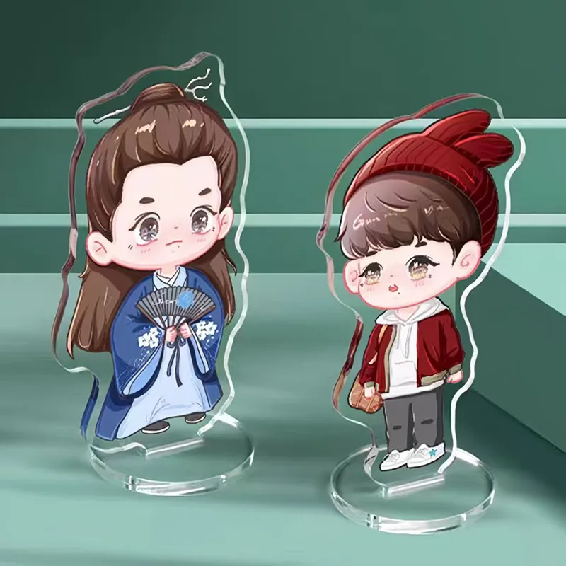 Custom Gradient Acrylic Standee Fashion Anime Cartoon Figures Desk Stand Accessories Kawaii Colored Background Keychains view 5