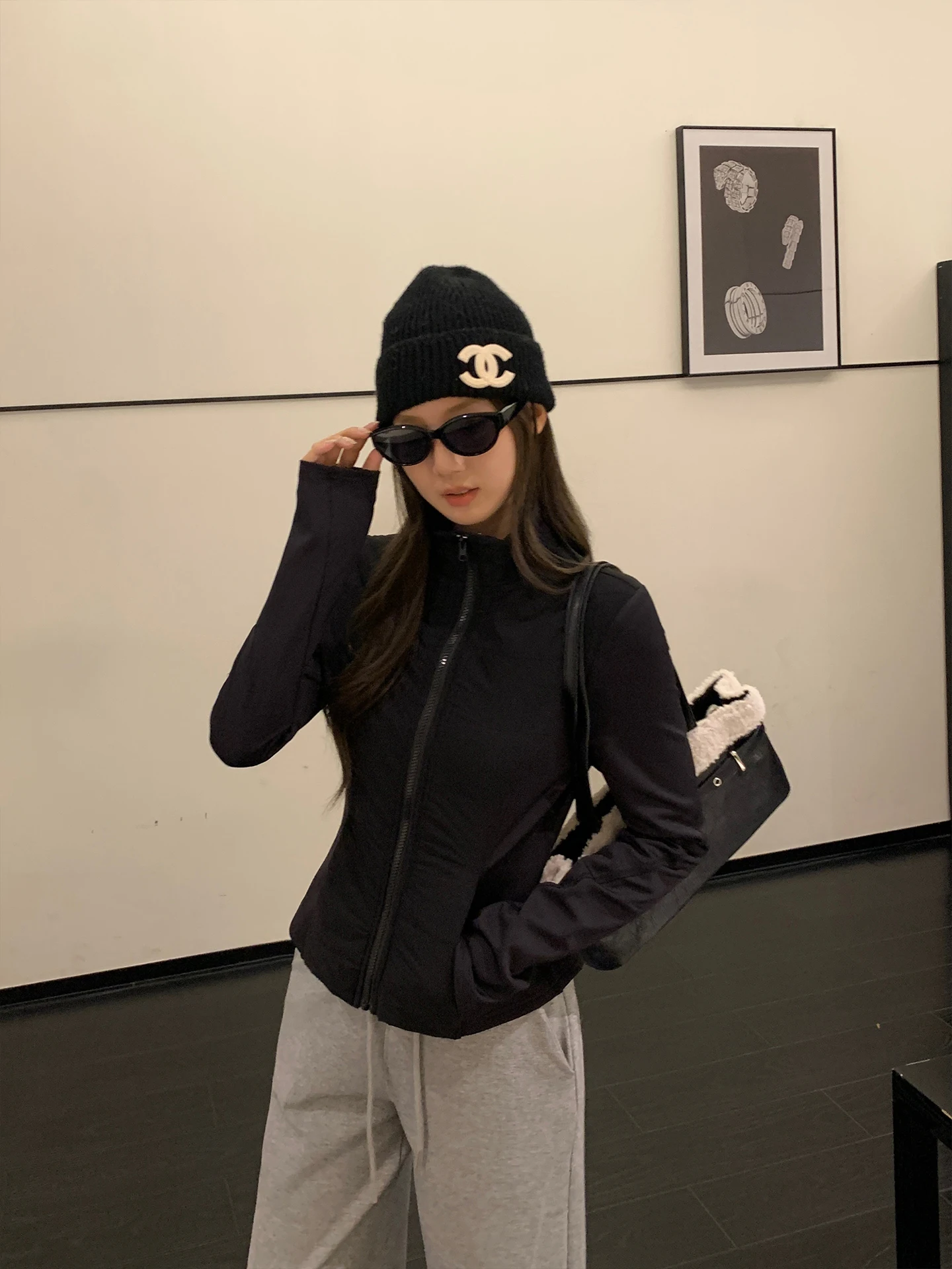 

Slim Fit ort Thin Fce Jaet Women Commute Versatile Waist Cinching Warm Top New Design Stand Collar Zipper ket Nylon