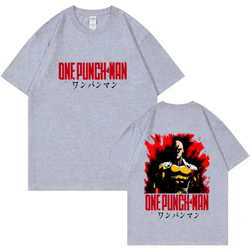 أنيمي واحد لكمة رجل سايتاما تي شيرت الرجال النساء الملابس موضة Harajuku بلايز الذكور Vintage المتضخم التي شيرت Unsiex القطن تيز