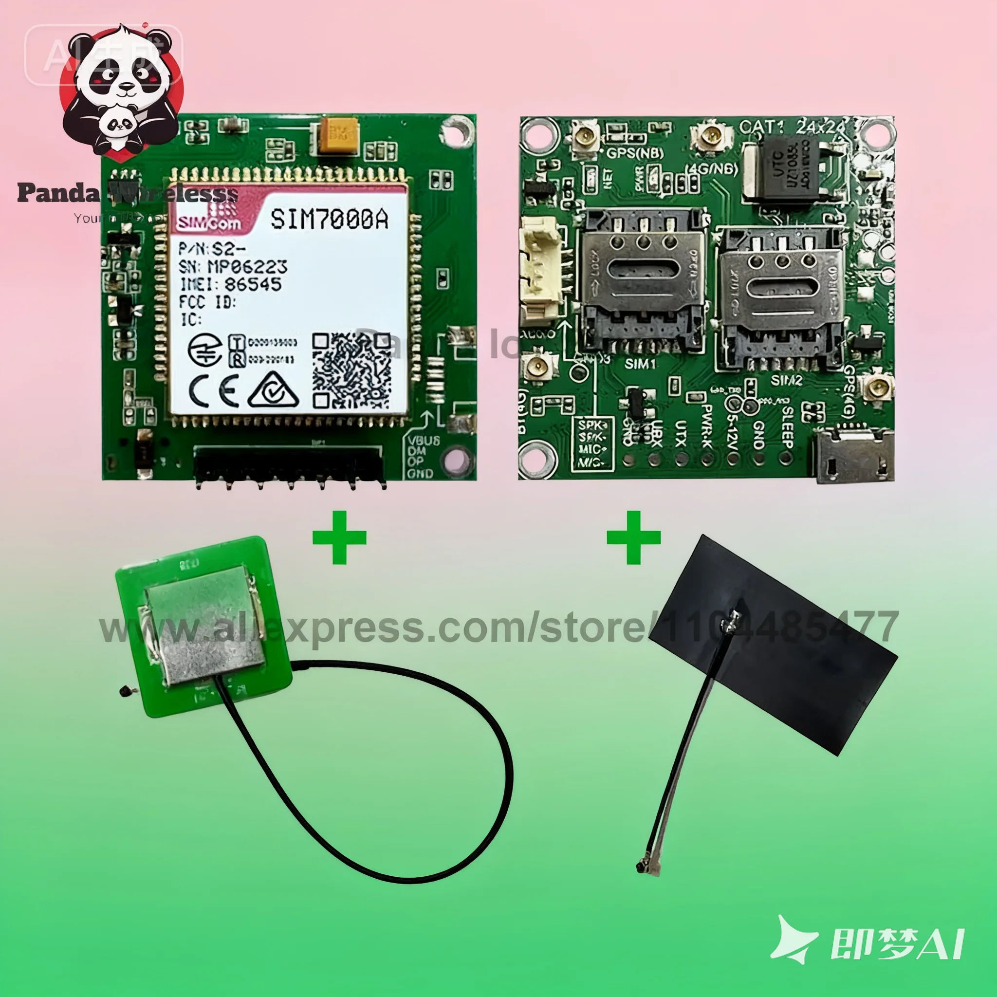 

SIMCOM LPWA+GPS+NBIOT CATM Development Board SIM7070G/SIM7070E/SIM7000E/SIM7000A/SIM7000G CAT1 Core Board with TTL Serial Port