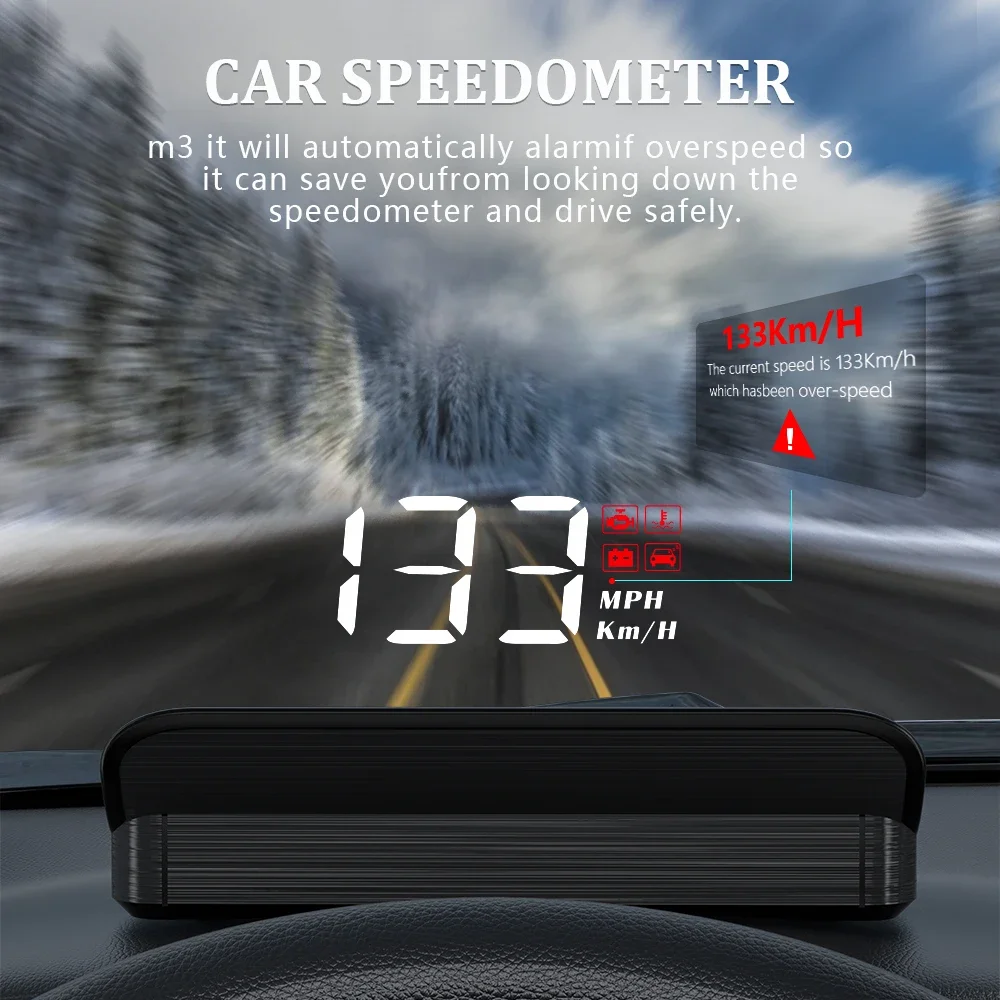 KMIND Car OBD2 HUD Head Up Display Windshield Projector M3 Speedometer Digital Gauge On Board Auto Speed Electronic Accessories