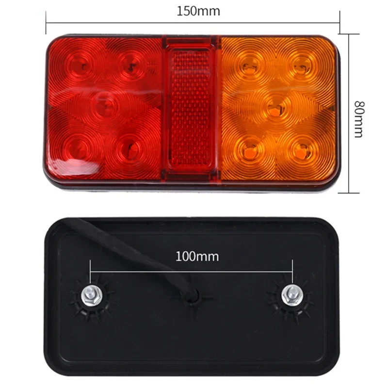 1/2 Pair Waterproof 10 LED 12-80V Tail Light Car Rear Stop Turn Signal Indicator Reverse Lamp for UTE Trailer Boat Truck Caravan