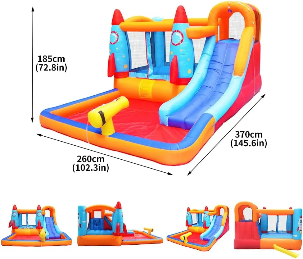 Toboggan gonflable-maison de rebond pour enfants, château gonflable pour enfants en plein air, maison de rebond d'eau avec toboggan, Par d'eau gonflable
