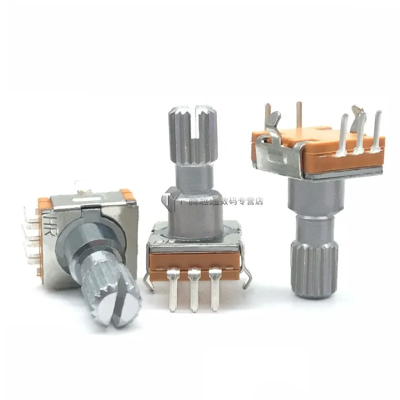 5PCS/lot EC11 thin rotary encoder with switch 30 positioning number 15mm serrated shaft audio digital potentiometer 5-pin