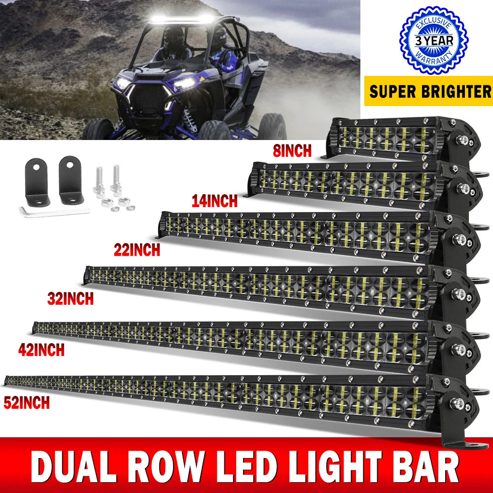 Barre lumineuse LED BraveWAY 22" 32" 42" 52" 270W 405W 540W 675W pour tout-terrain, faisceau combiné, 9v 30v, pour 4x4, 4WD, SUV, ATV, bateau, camion, voitures, utilisation hors route.