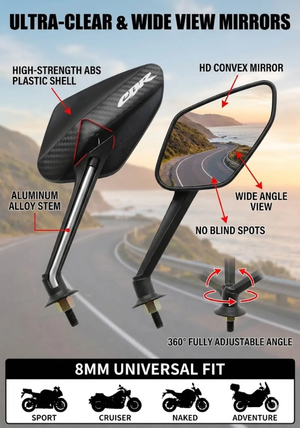 2Pcs/Pair Motorcycl…