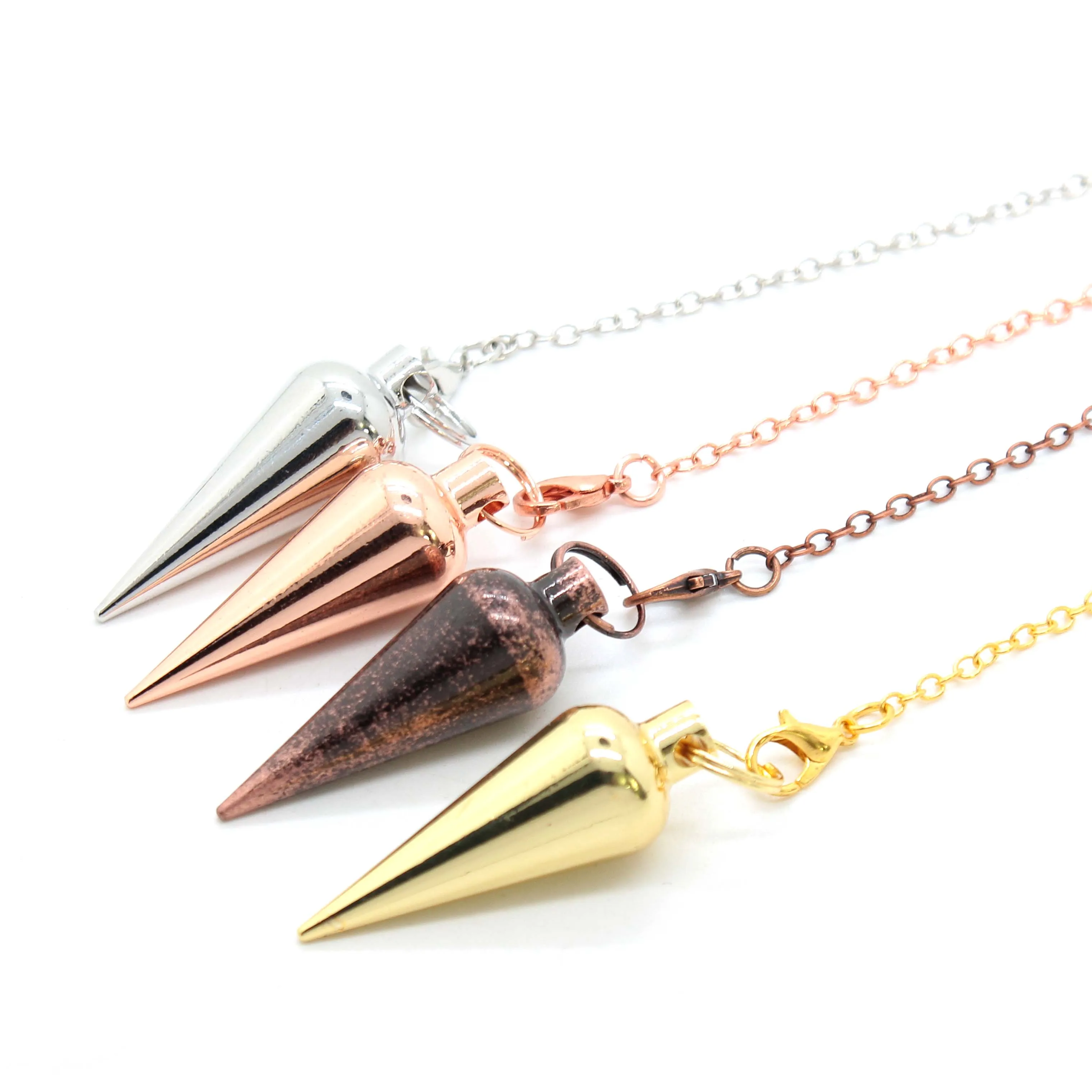 Antique Copper Round Cone Pendulum Pendant For Dowsing Divination Spiritual Pendulos Healing Reiki Pendules Metal Pendulums