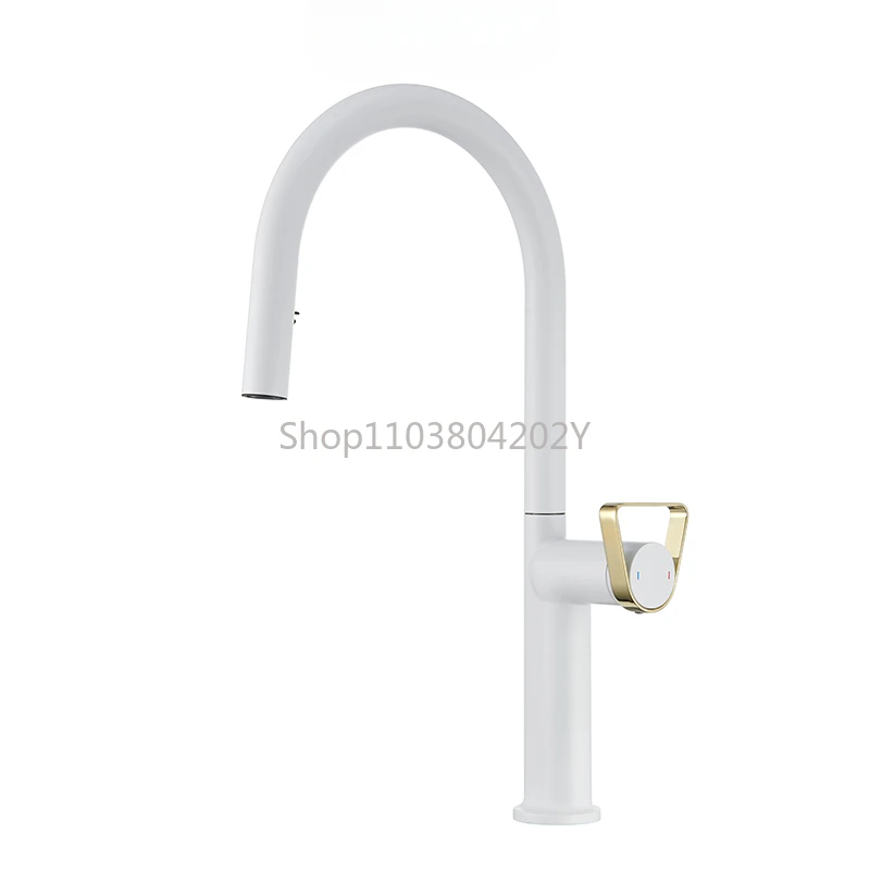 

White black home garden kitchen dining bar faucet pull-out kitchen sink faucet mixer faucet flow spray head chrome kitchen tap