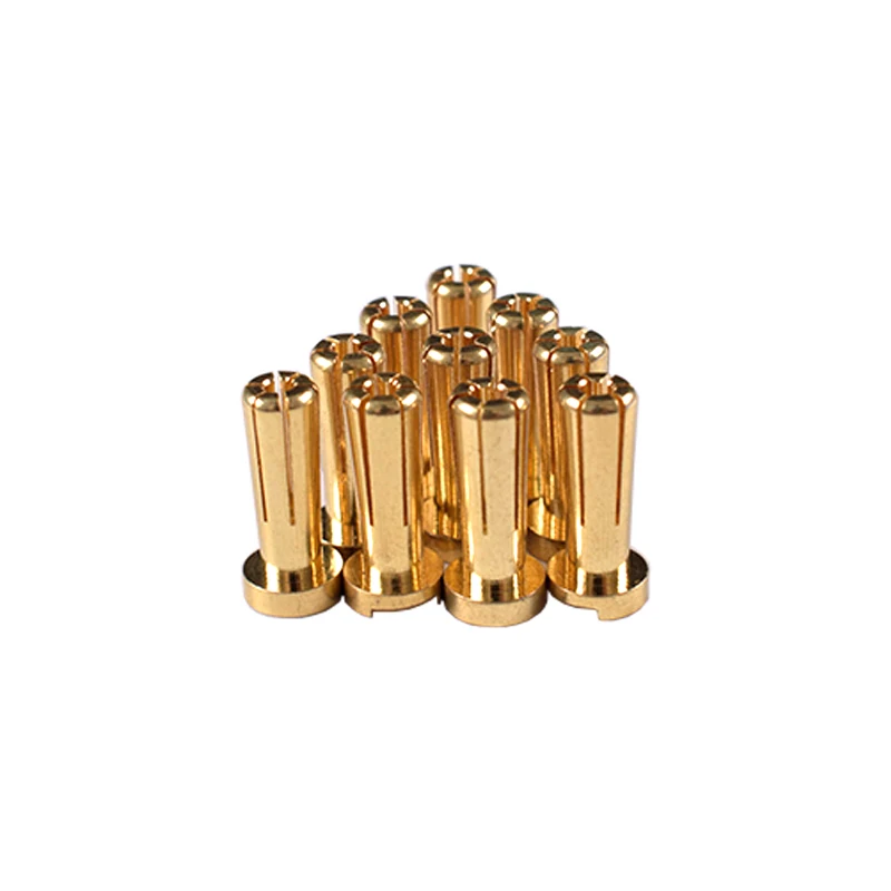 RC Hobby 5/10/20 Uds chapado en oro 5,0mm 18mm bala redonda perfil bajo conector macho hembra para cargador de baterías Lipo RC